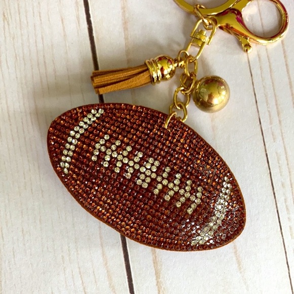 Rhinestone Football Keychain/Key FOB - Picture 2 of 5